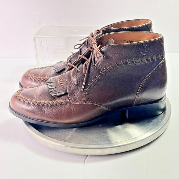 Ariat Boot Women 8.5 Brown Montana Lace Up Kiltie Western Ankle Leather Stitched - Picture 3 of 13